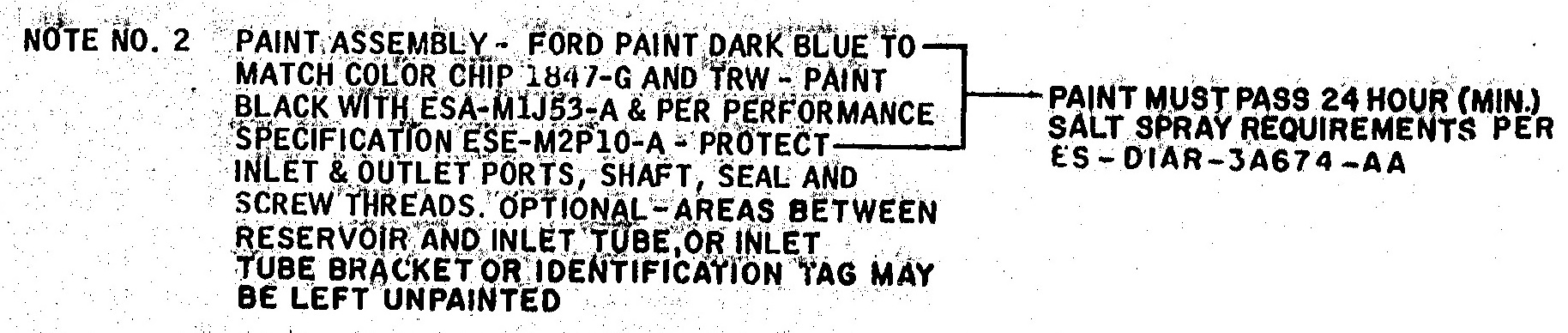 1970 Power Steering Pump paint note