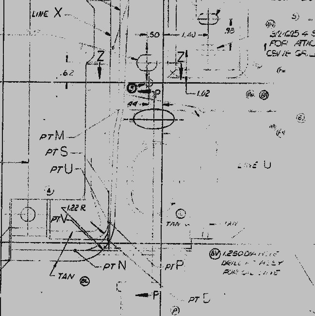 1969-70 Rad support drawing lower hole